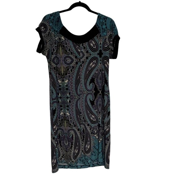 Robbie Bee Womens Paisley Scoop Neck Dress With Studded Accents Size 12 #D-6-2-0 - Picture 6 of 6